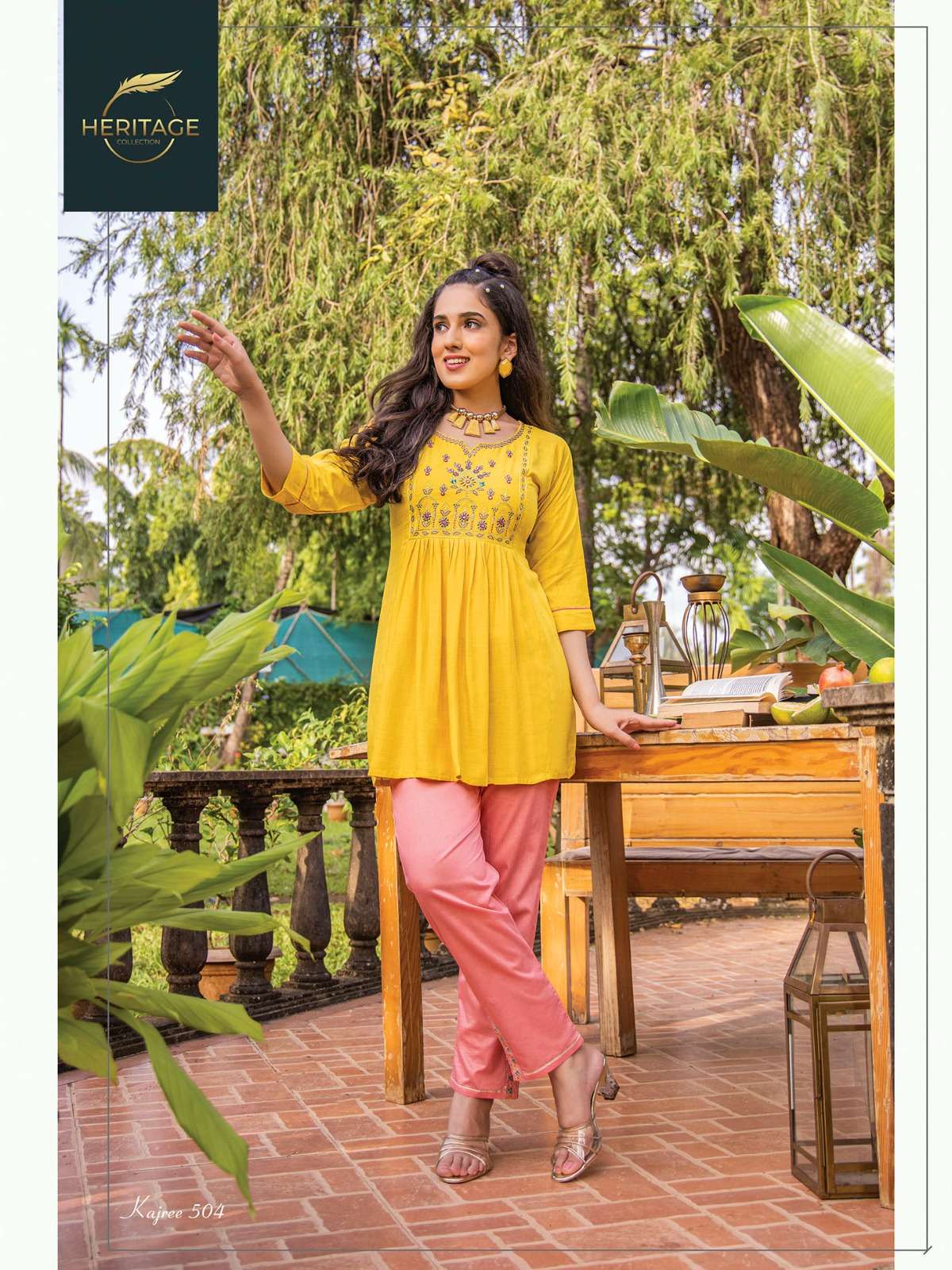KAJREE VOL 3 RAYON SLUB DESIGNER SHORT KURTI WITH EMBROIDERY WORK BY HARITAGE BRAND 1004